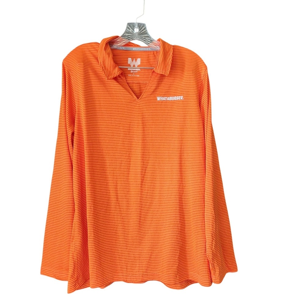 Whataburger Employee Polo Shirt Orange Long‎ Sleeve Uniform Adult Large